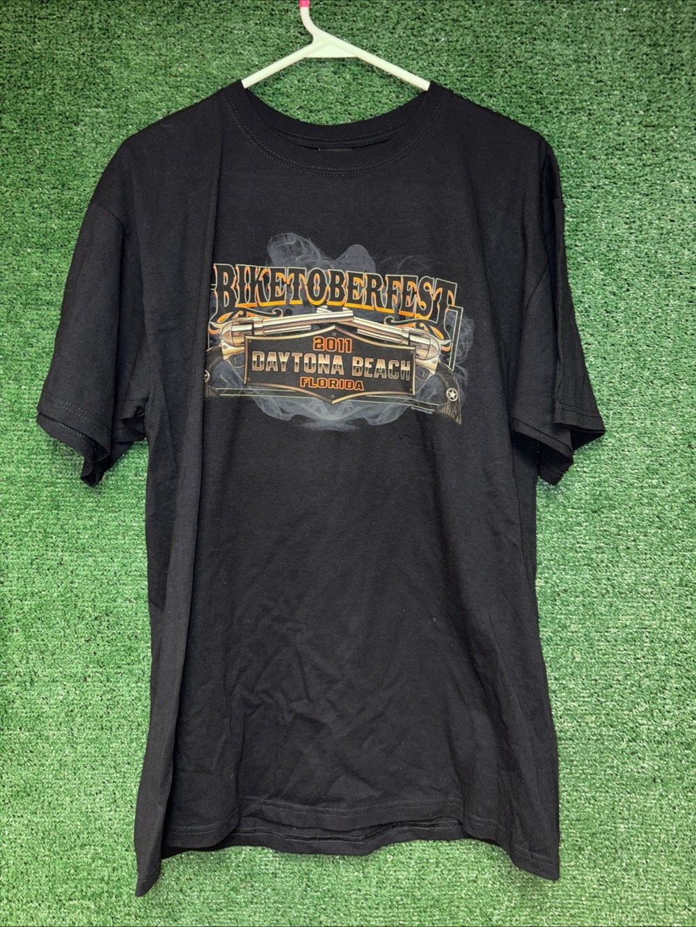 vintage Y2K Biketober Fest Daytona Beach 2011 Black T-Shirt L Hot Leather tag